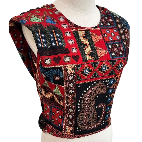 NWT Anthropologie x Farm Rio Geo Crop Top - Picture 2 of 9